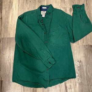 Vintage Sears Men's Deep Green Casual Button-Down Shirt